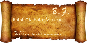 Babák Fabrícius névjegykártya